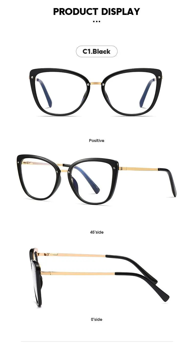 Women's Cat Eye Full Rim TR90 Prescription Glasses 2076 — view 14 | Rx Spectacle