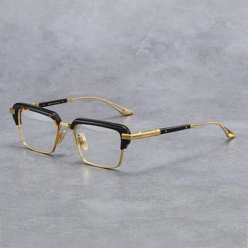 Unisex Square Full Rim Titanium Oversized Prescription Glasses D008 — view 4 | Rx Spectacle