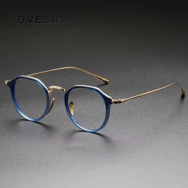 Unisex Round Full Rim Titanium Prescription Glasses 14113 — view 7 | Rx Spectacle