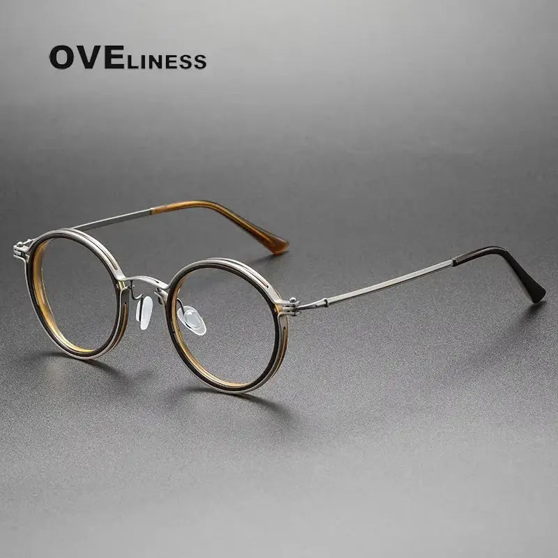 Unisex Round Full Rim Titanium Prescription Glasses 25860 — view 6 | Rx Spectacle