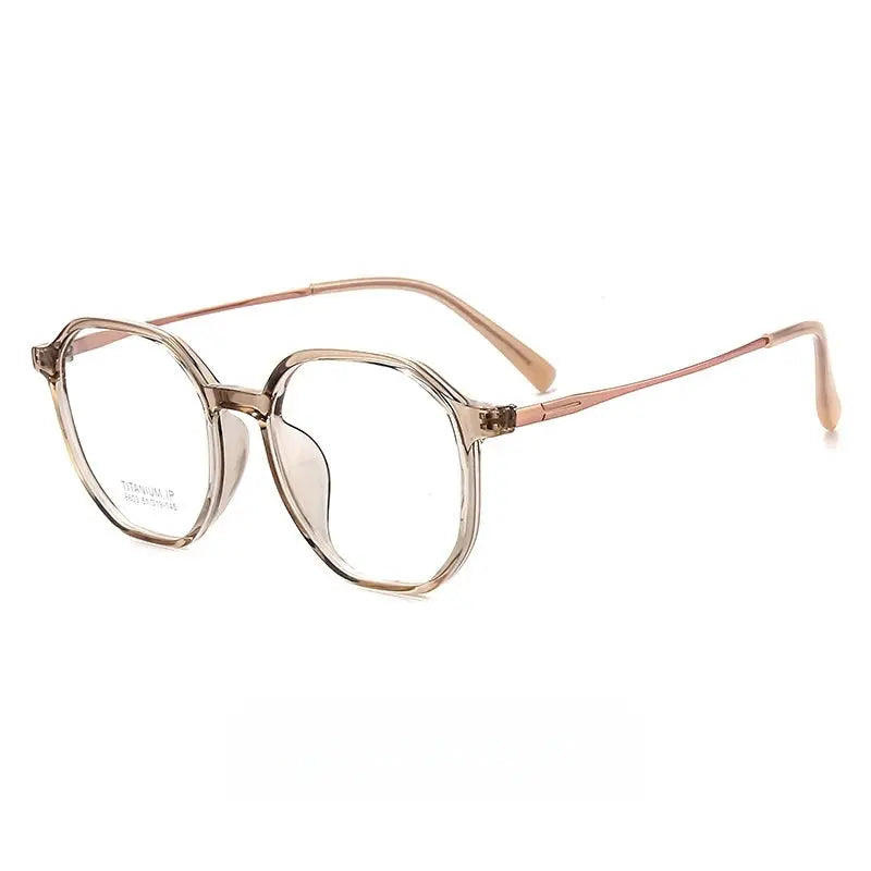 Unisex Oval Full Rim Titanium Flat Top Prescription Glasses 8603 — view 5 | Rx Spectacle