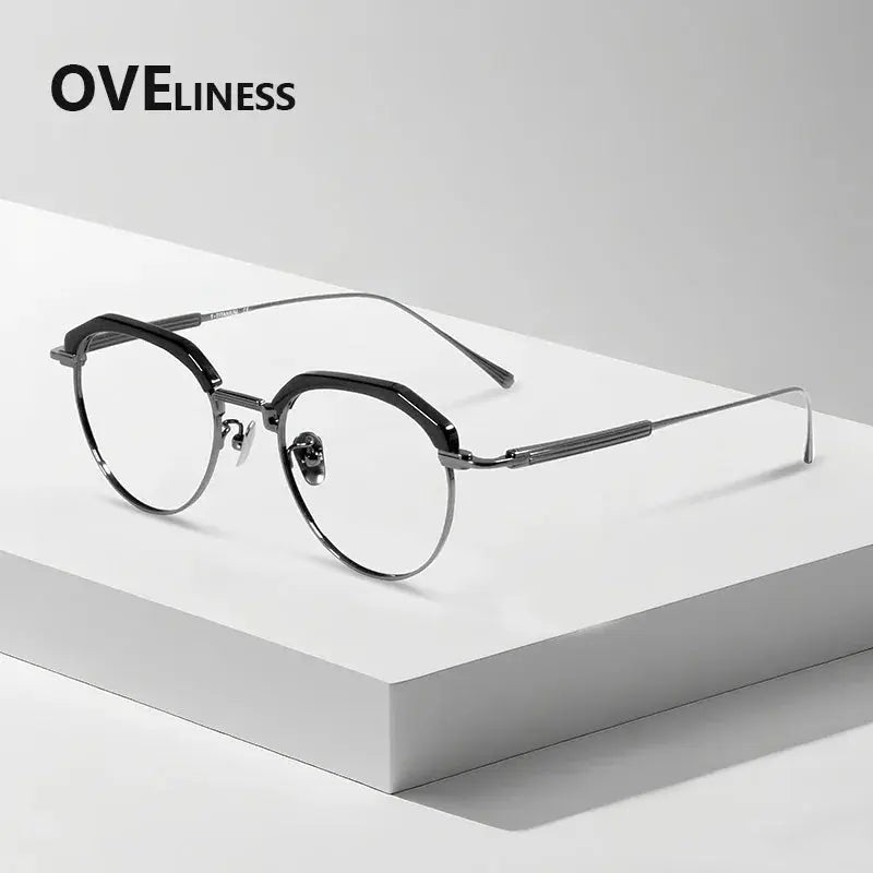 Women's Oval Full Rim Titanium Flat Top Prescription Glasses 739903 — view 4 | Rx Spectacle
