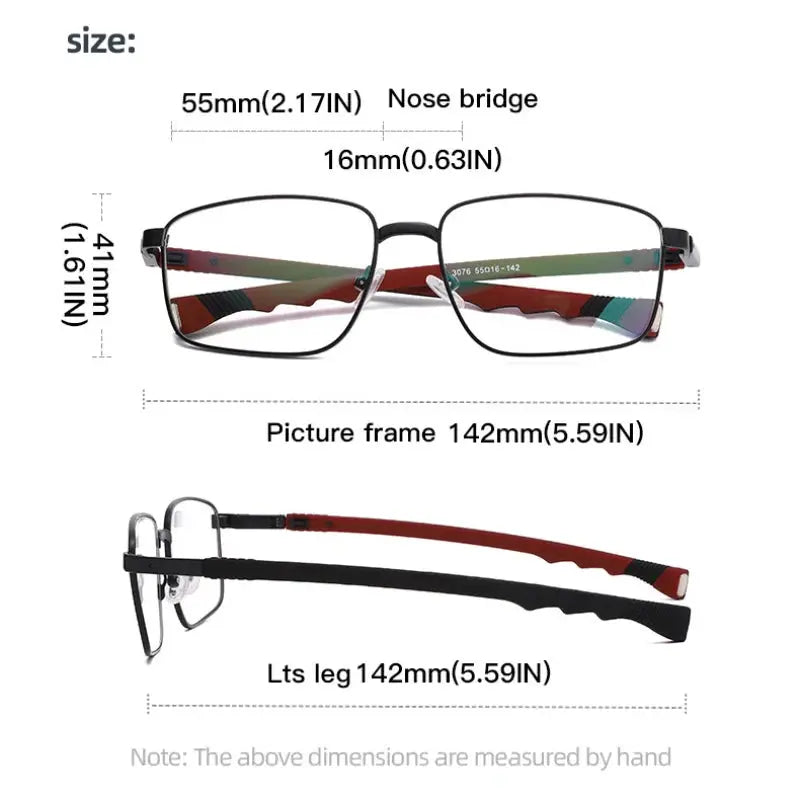 Unisex Square Full Rim Alloy Prescription Glasses 30769 — view 2 | Rx Spectacle