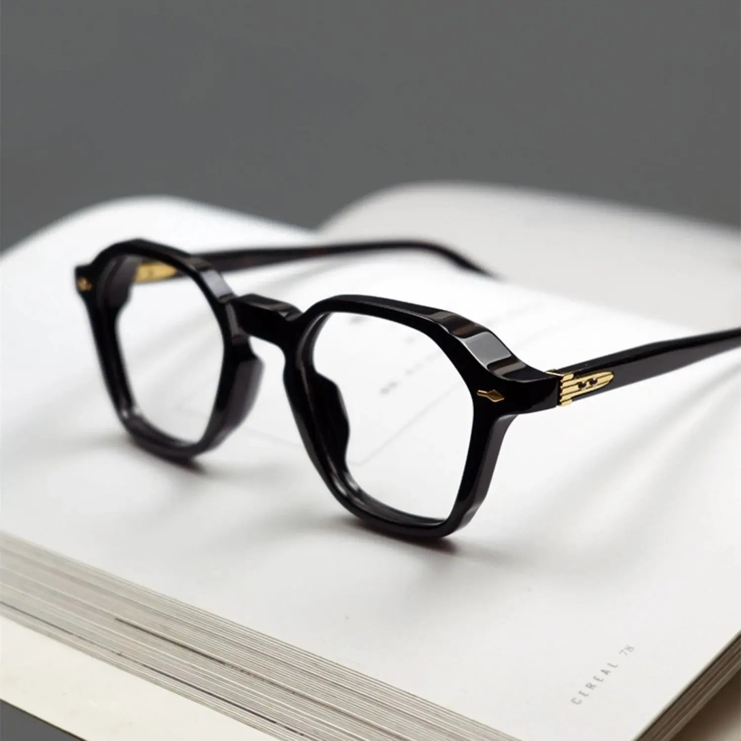 Unisex Polygon Full Rim Acetate Flat Top Prescription Glasses 49602 — view 1 | Rx Spectacle