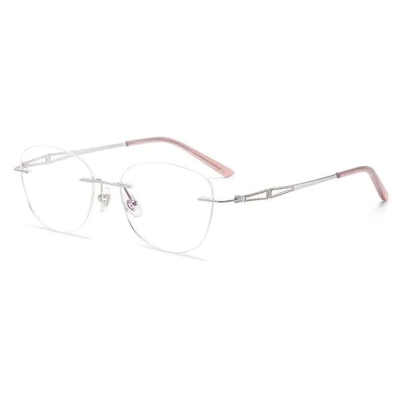 Women's Cat Eye Rimless Titanium Prescription Glasses 6089 — view 4 | Rx Spectacle