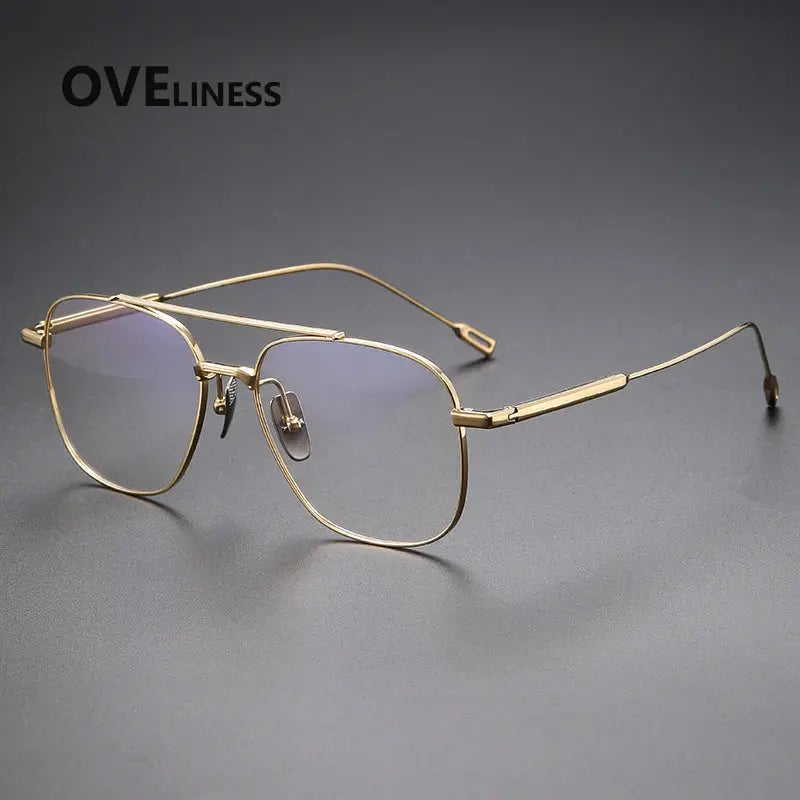 Men's Square Full Rim Titanium Double Bridge Prescription Glasses 81018 — view 6 | Rx Spectacle