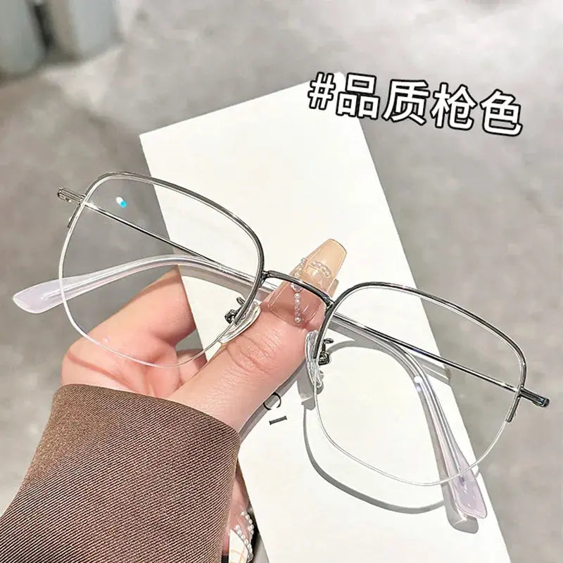 Women's Square Semi-Rimless Titanium Prescription Glasses 62811 — view 8 | Rx Spectacle
