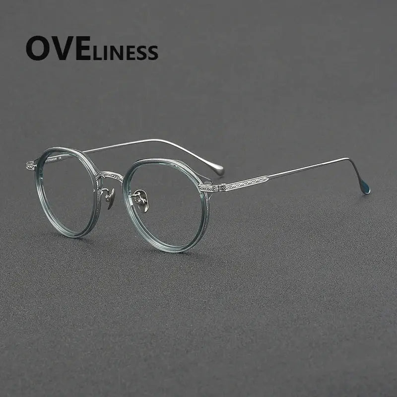 Unisex Round Full Rim Titanium Prescription Glasses 32904 — view 7 | Rx Spectacle