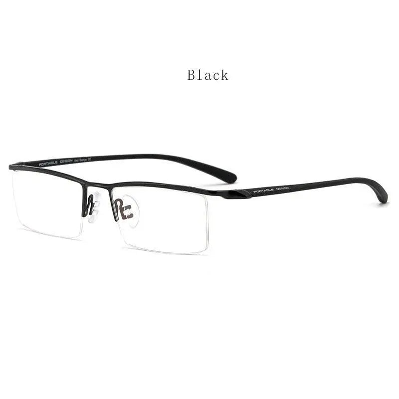 Men's Square Semi-Rimless Titanium Prescription Glasses P8190 — view 5 | Rx Spectacle
