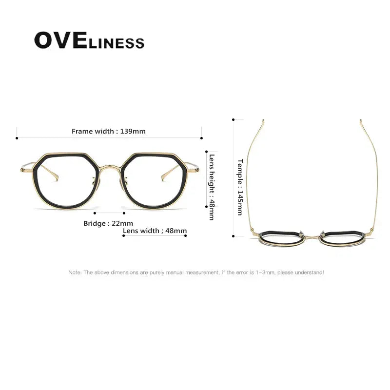 Unisex Polygon Full Rim Titanium Prescription Glasses U136 — view 6 | Rx Spectacle