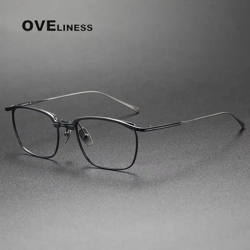 Unisex Square Full Rim Titanium Oversized Prescription Glasses 369148 — view 4 | Rx Spectacle