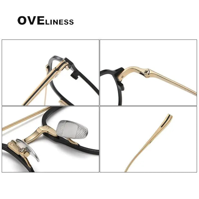 Unisex Square Full Rim Titanium Double Bridge Prescription Glasses Kj31 — view 10 | Rx Spectacle