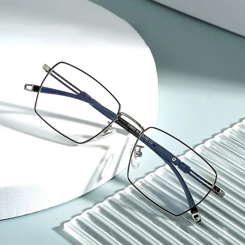 Women's Square Full Rim Titanium Prescription Glasses 860300 — view 1 | Rx Spectacle