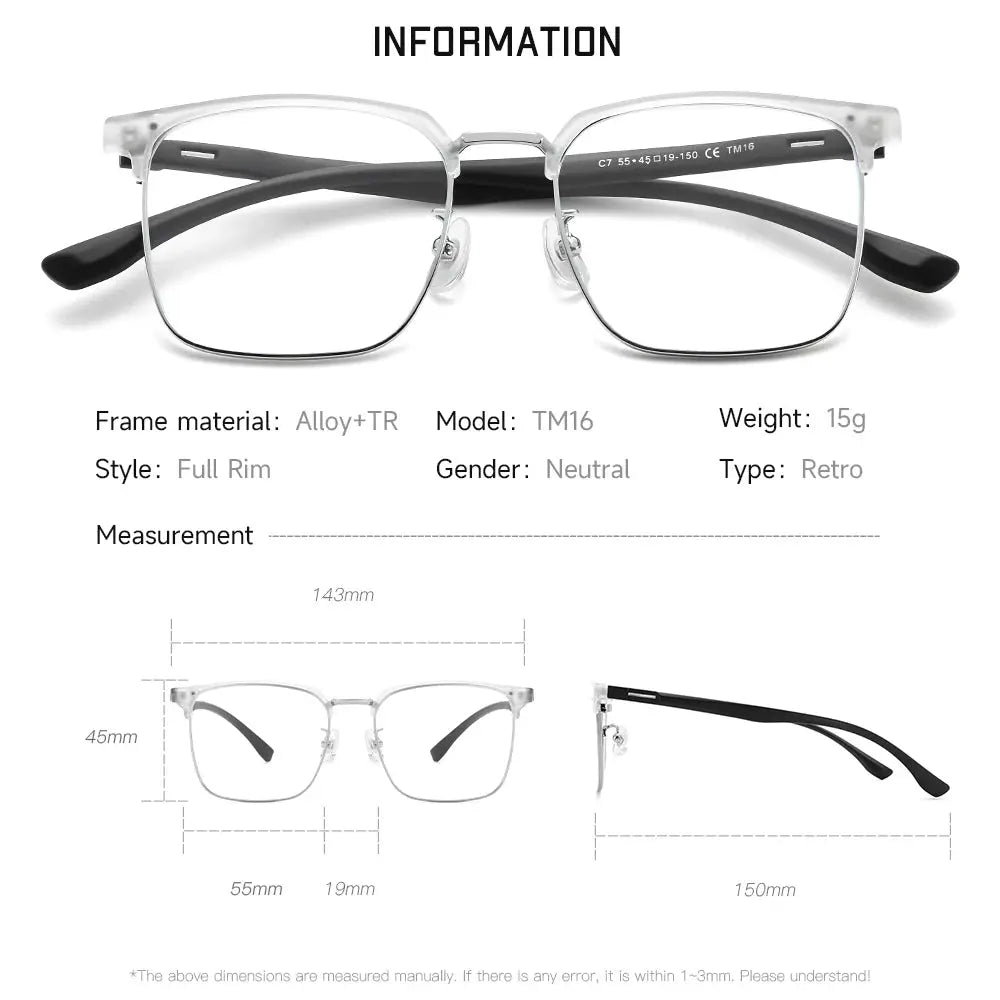 Unisex Square Full Rim TR90 Prescription Glasses 77416 — view 2 | Rx Spectacle