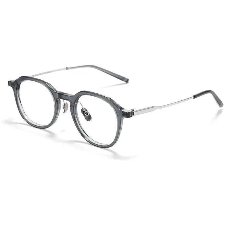 Unisex Oval Full Rim Titanium Flat Top Prescription Glasses 368112 — view 7 | Rx Spectacle