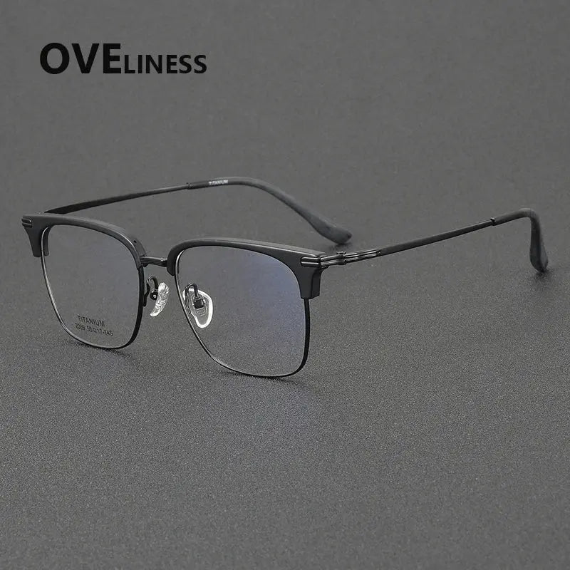Unisex Square Full Rim Titanium Oversized Prescription Glasses 32009 — view 4 | Rx Spectacle