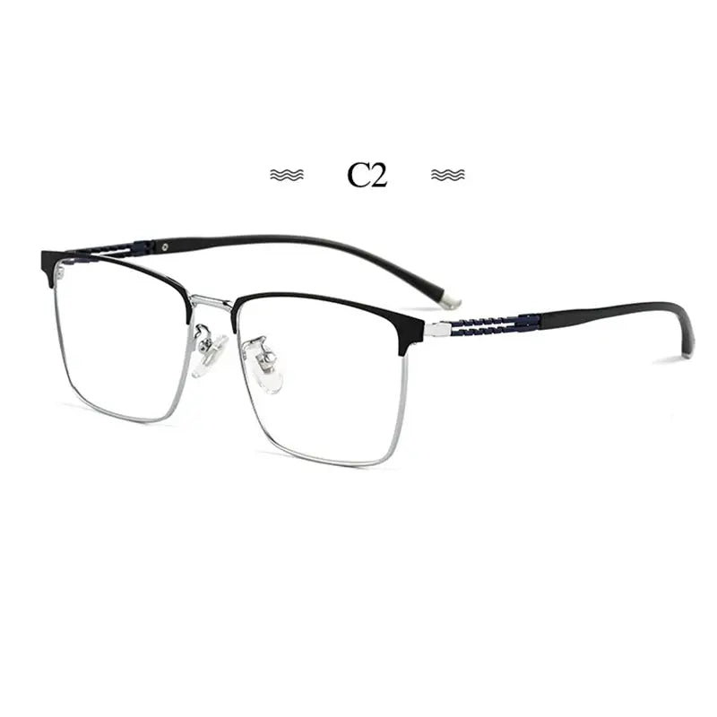 Men's Square Full Rim Titanium Prescription Glasses 86114 — view 5 | Rx Spectacle