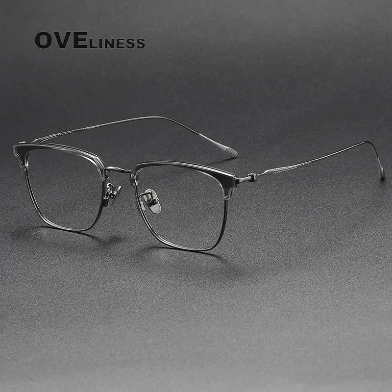 Unisex Square Full Rim Titanium Prescription Glasses 380899 — view 5 | Rx Spectacle