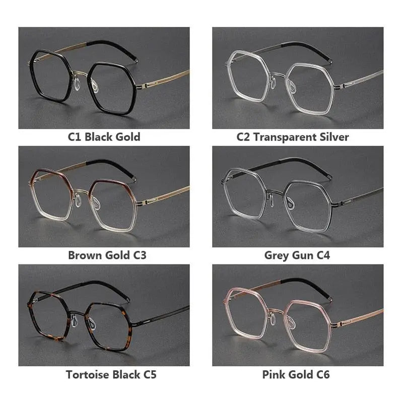Unisex Polygon Full Rim Titanium Prescription Glasses 8202322 — view 11 | Rx Spectacle