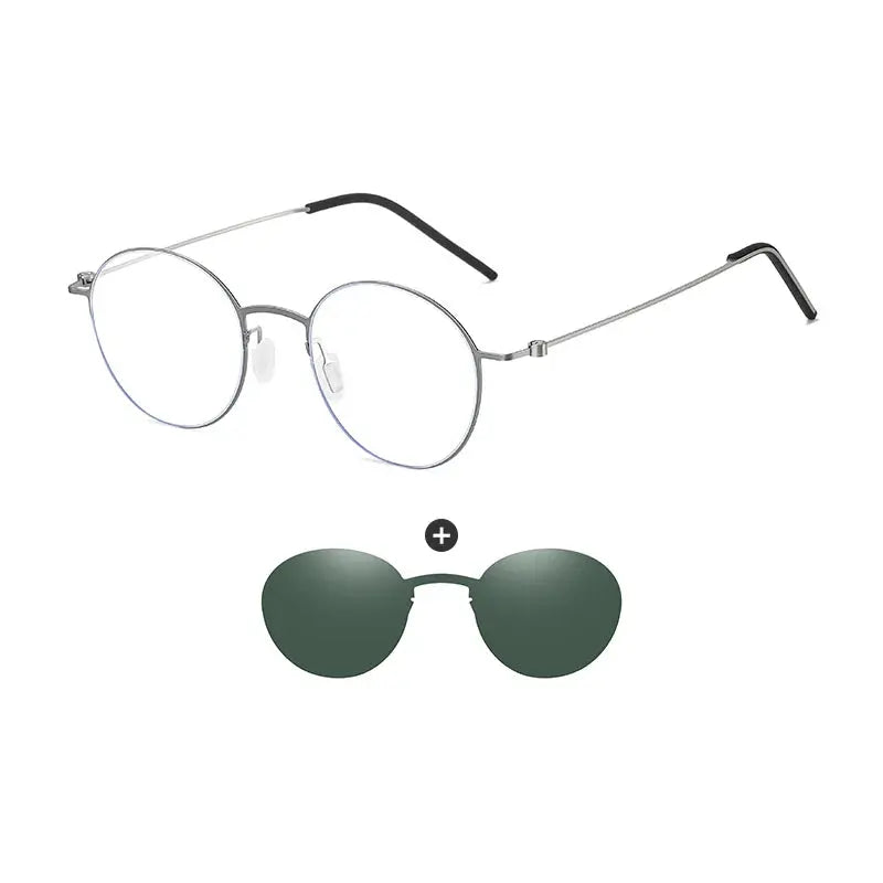 Unisex Round Full Rim Stainless Steel Clip-On Prescription Glasses 790914 — view 4 | Rx Spectacle