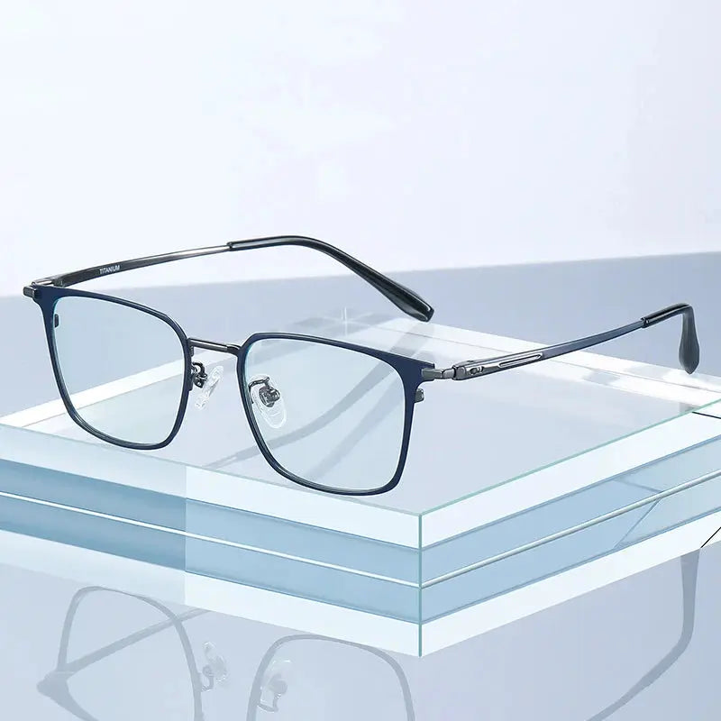 Men's Square Full Rim Titanium Prescription Glasses 919000 — view 1 | Rx Spectacle