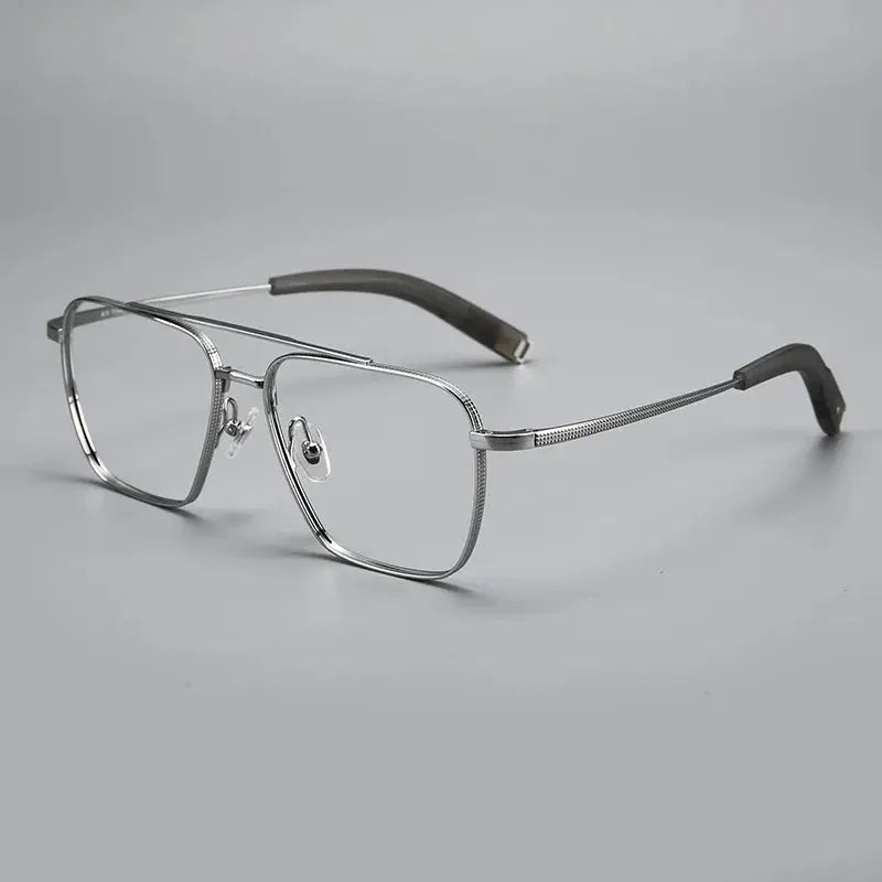 Men's Square Full Rim Titanium Double Bridge Prescription Glasses 365004 — view 5 | Rx Spectacle