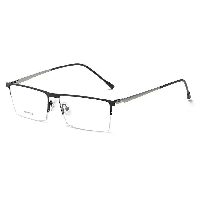 Men's Square Semi-Rimless Titanium Prescription Glasses P8826 — view 2 | Rx Spectacle