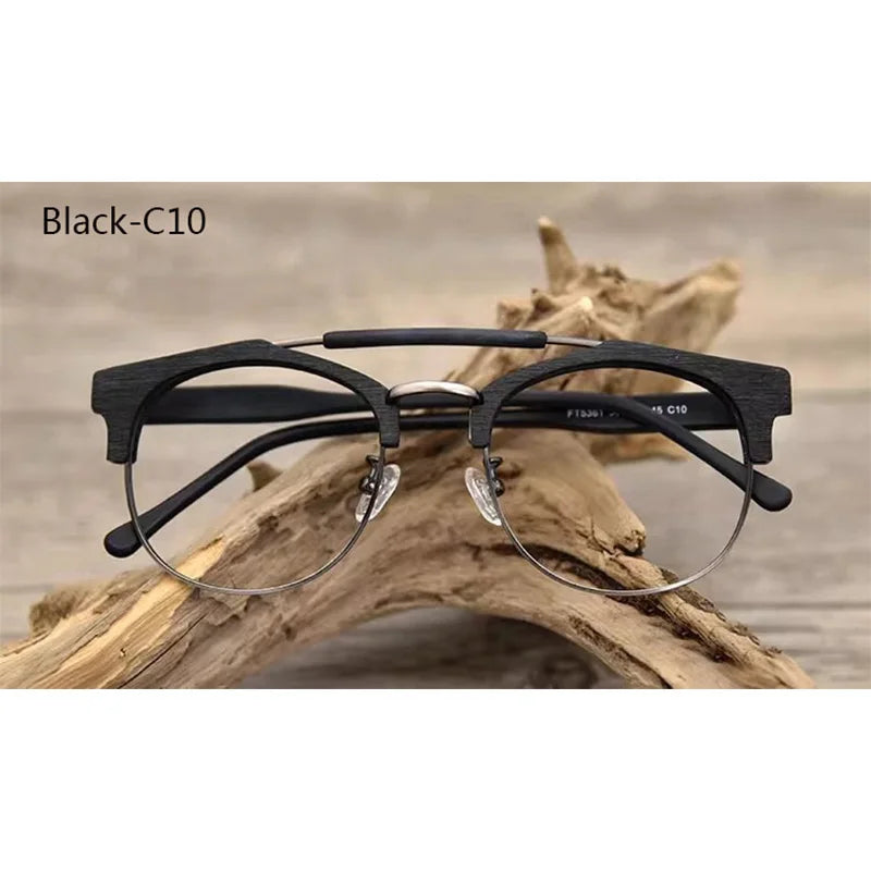 Men's Round Semi-Rimless Titanium Double Bridge Prescription Glasses 536100 — view 3 | Rx Spectacle