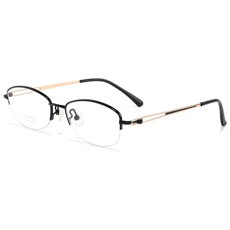 Women's Oval Semi-Rimless Titanium Prescription Glasses 74112E — view 5 | Rx Spectacle