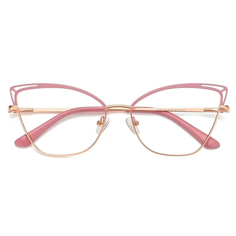Women's Cat Eye Full Rim Alloy Prescription Glasses 3038 — view 3 | Rx Spectacle