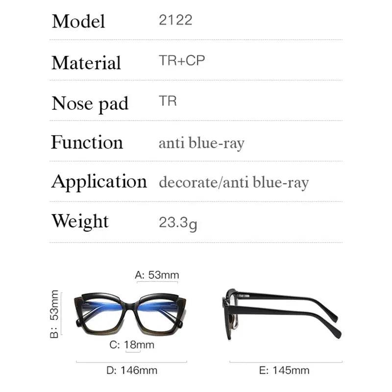 Unisex Cat Eye Full Rim TR90 Prescription Glasses 212299 — view 2 | Rx Spectacle
