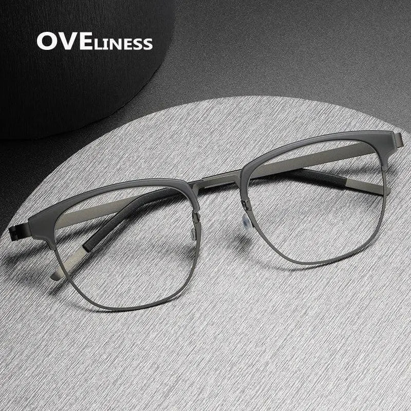 Unisex Square Full Rim Titanium Prescription Glasses 9849 — view 11 | Rx Spectacle