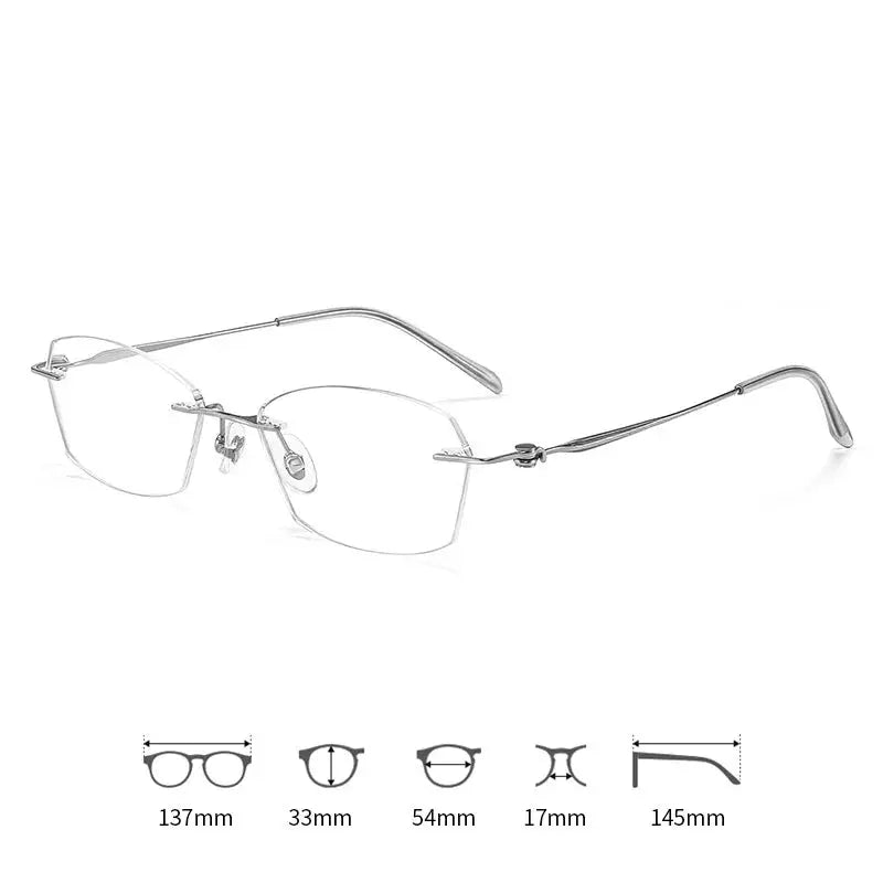Women's Cat Eye Rimless Titanium Prescription Glasses 611079 — view 4 | Rx Spectacle