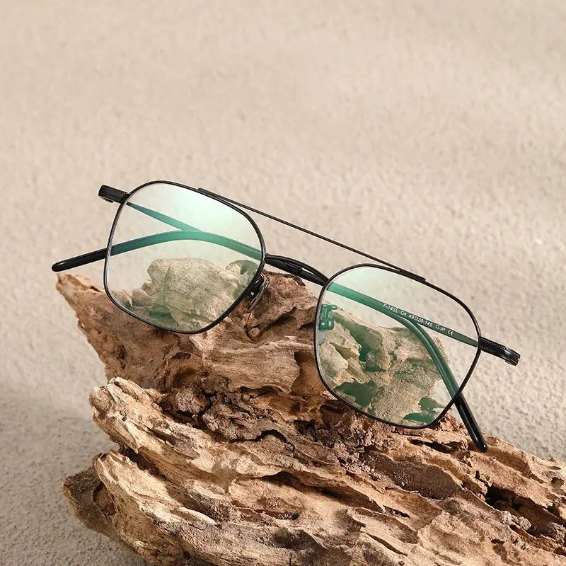 Women's Square Full Rim Titanium Double Bridge Prescription Glasses 382149 — view 4 | Rx Spectacle