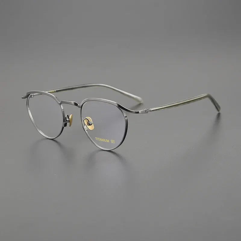 Unisex Round Full Rim Titanium Prescription Glasses Kv127 — view 4 | Rx Spectacle