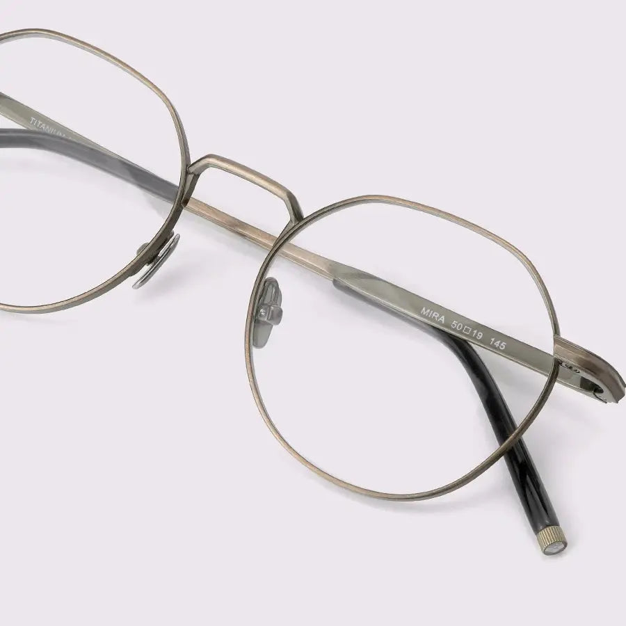 Unisex Round Full Rim Titanium Prescription Glasses M137 — view 6 | Rx Spectacle
