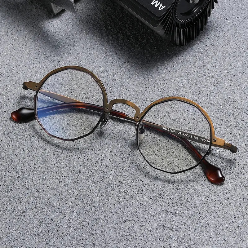 Unisex Irregular Full Rim Titanium Prescription Glasses T6067 — view 5 | Rx Spectacle