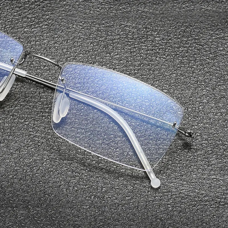 Unisex Square Rimless Titanium Prescription Glasses T5935 — view 4 | Rx Spectacle