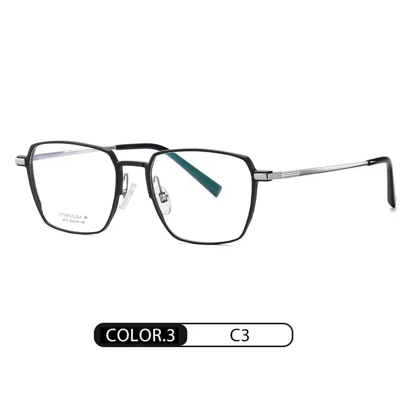 Unisex Polygon Full Rim Titanium Prescription Glasses 772013 — view 3 | Rx Spectacle