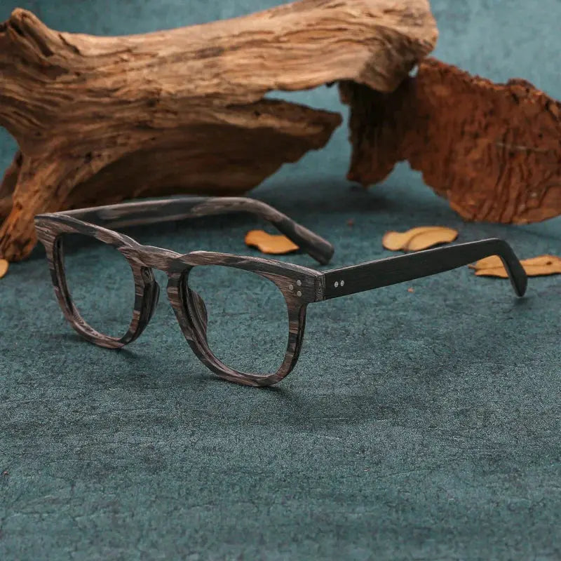 Men's Square Full Rim Wood Prescription Glasses 8182 — view 7 | Rx Spectacle