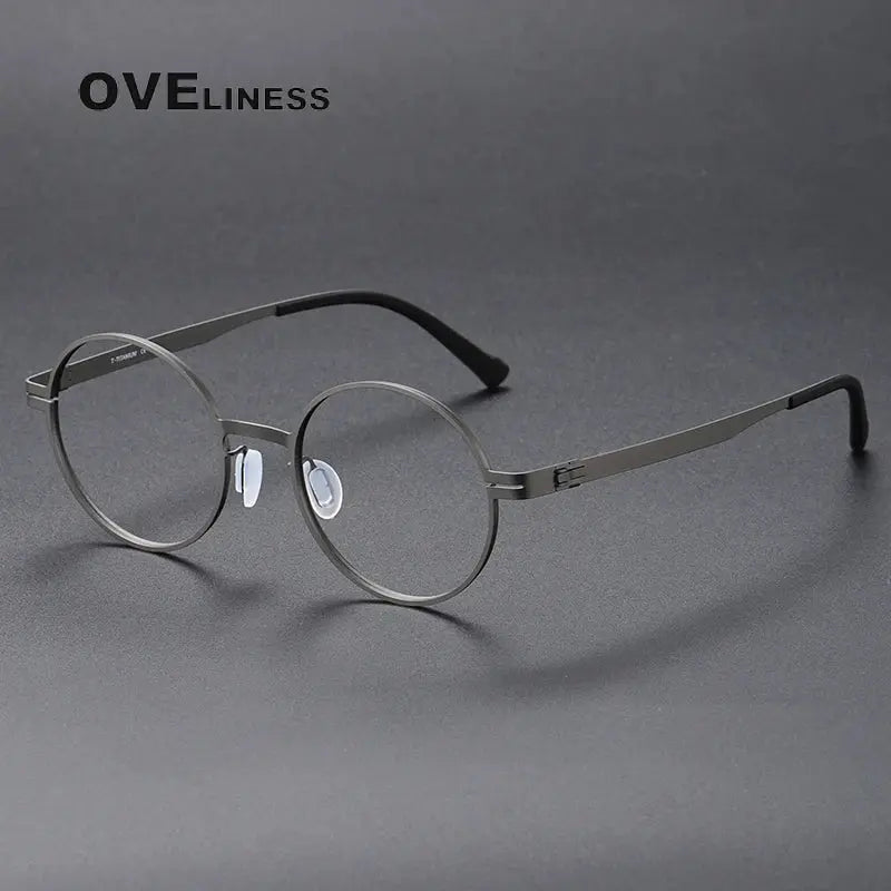 Women's Round Full Rim Titanium Screwless Prescription Glasses 380996 — view 6 | Rx Spectacle