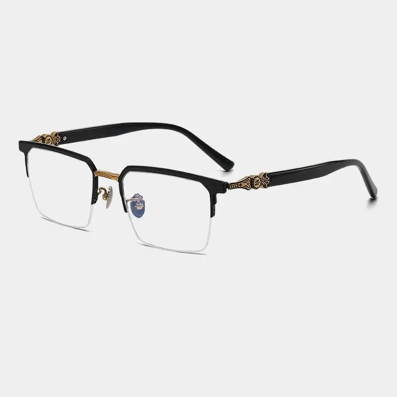 Unisex Square Semi-Rimless Titanium Prescription Glasses 46860 — view 6 | Rx Spectacle