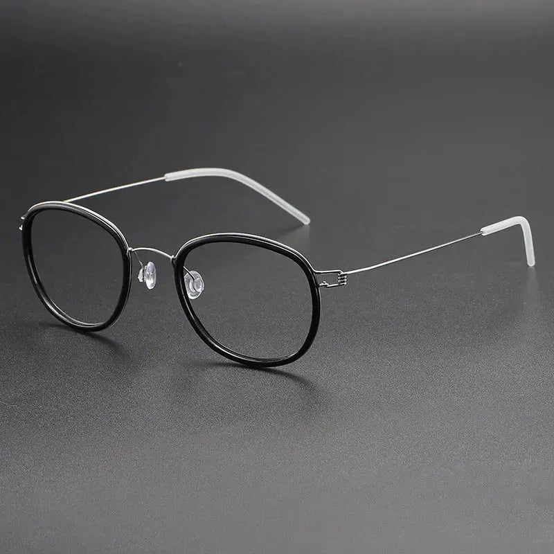 Women's Oval Full Rim Titanium Screwless Prescription Glasses 6611 — view 7 | Rx Spectacle