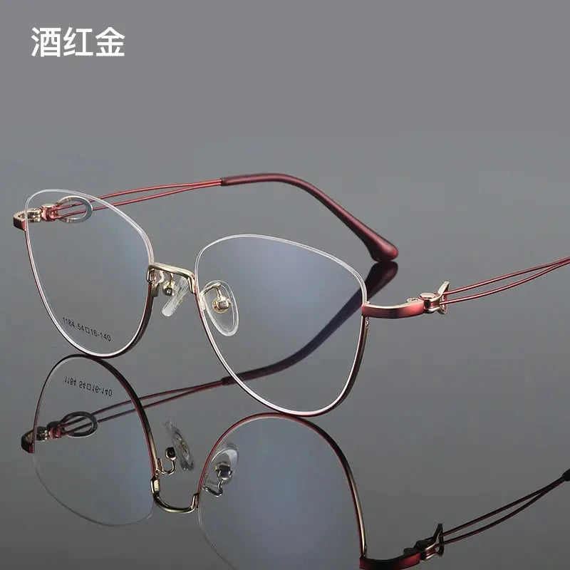 Women's Square Semi-Rimless Alloy Prescription Glasses 661184 — view 3 | Rx Spectacle