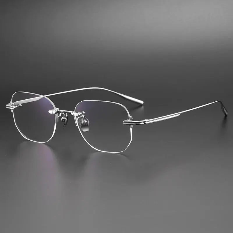 Unisex Oval Rimless Titanium Prescription Glasses 41013 — view 3 | Rx Spectacle