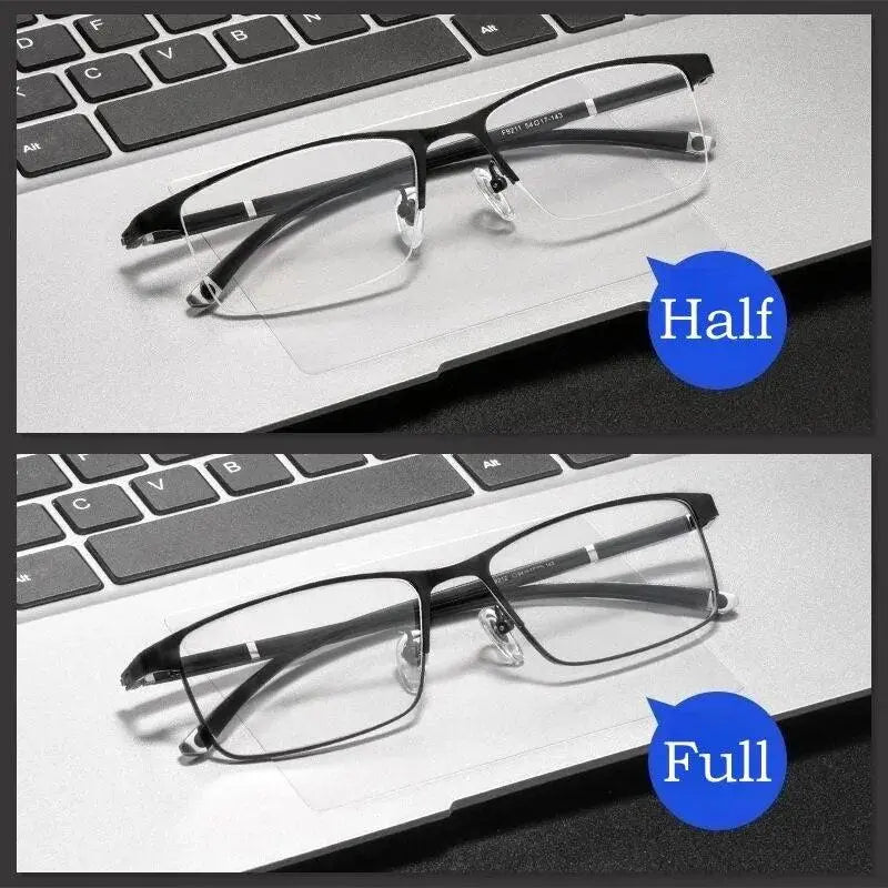 Men's Square Semi-Rimless Alloy Prescription Glasses P9212 — view 4 | Rx Spectacle