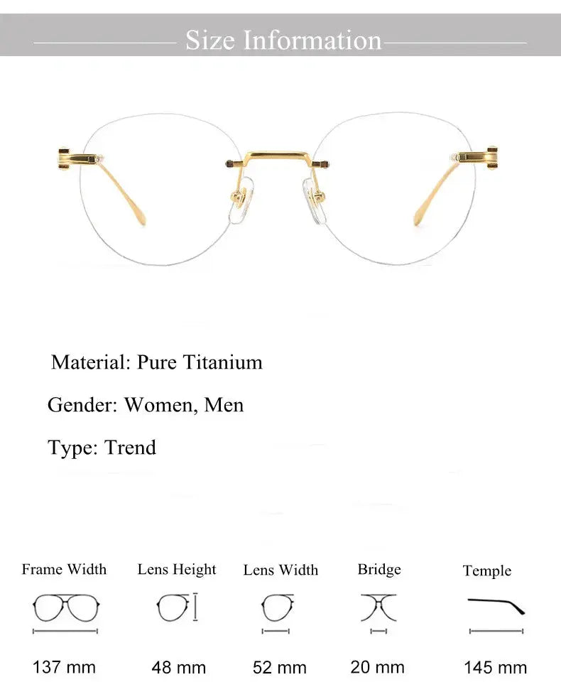 Women's Round Rimless Titanium Prescription Glasses 310293 — view 3 | Rx Spectacle