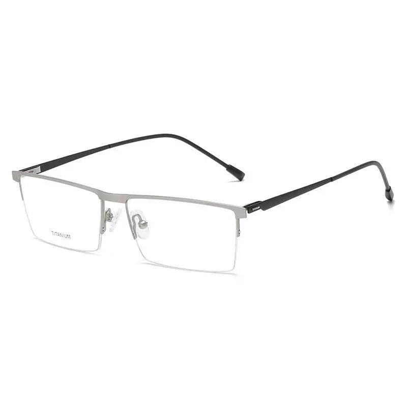 Men's Square Semi-Rimless Titanium Prescription Glasses P8826 — view 5 | Rx Spectacle