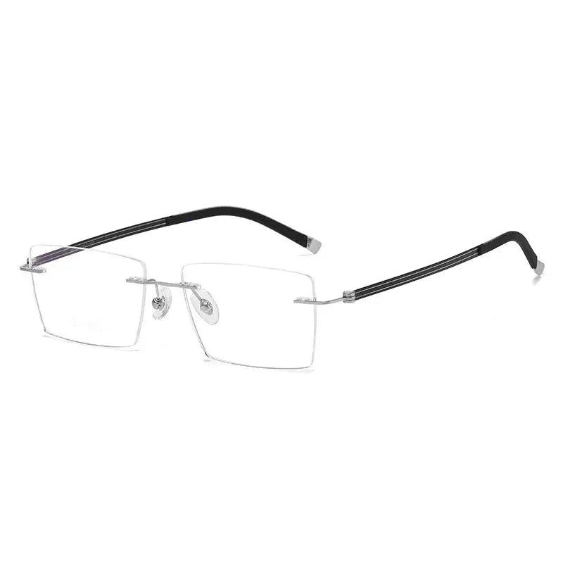 Unisex Polygon Rimless Titanium Prescription Glasses 60547 — view 4 | Rx Spectacle