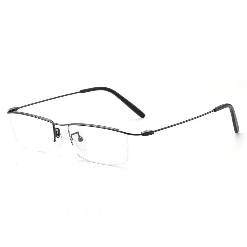 Unisex Browline Semi-Rimless Titanium Prescription Glasses 6688 — view 7 | Rx Spectacle